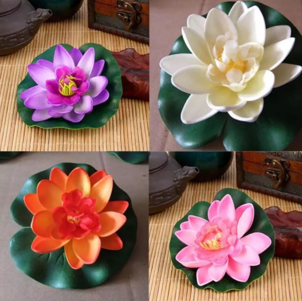 Artificial Floating Water Lily Lifelike Decor Plant  4 Pcs