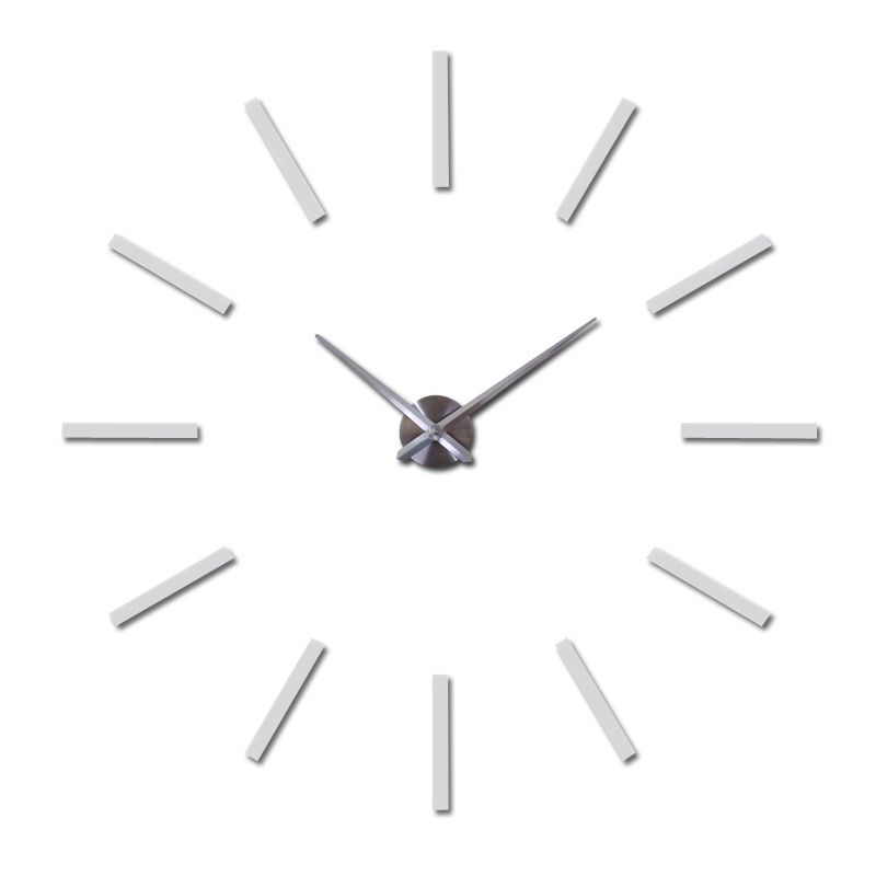 Modern Minimalist Fashion 12 Long Wall Sticker Clock 3D Large Acrylic Mirror Home Decoration Wall Clock,Silver