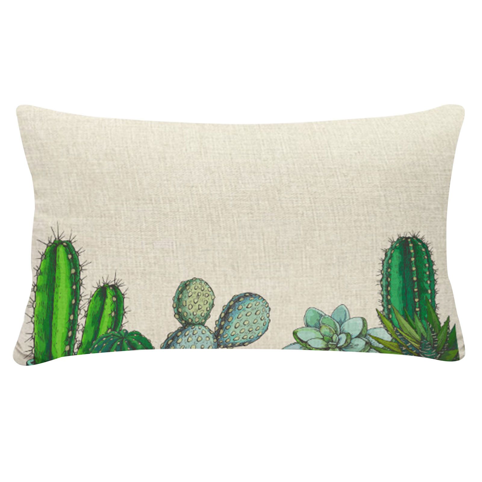30cm x 50cm Pillow Case Washmachine Washable Multi-purpose Polyester Cactus Printing Cushion Cover for Daily Life