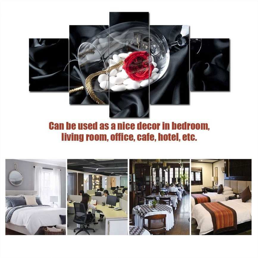 Canvass Wall Art Painting 5 Panels Cup of Roses Printed Picture Home Office Bedroom Decor