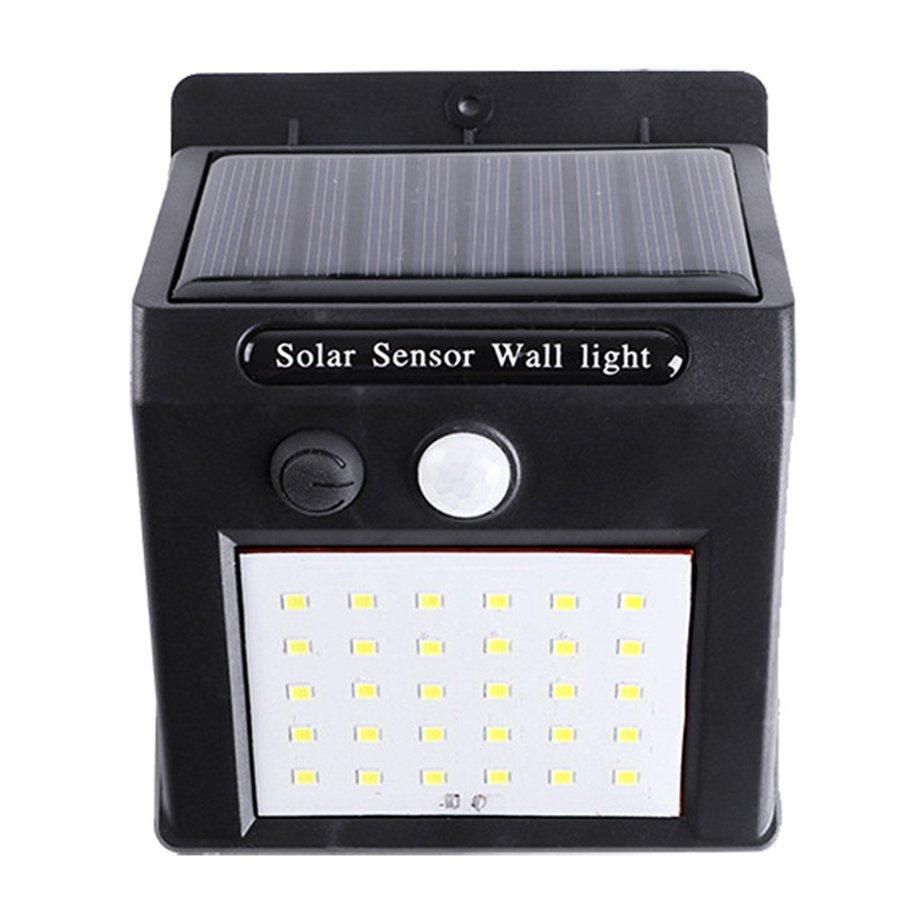 Waterproof 30 LED Solar Power PIR Motion Sensor Garden Wall Light-black