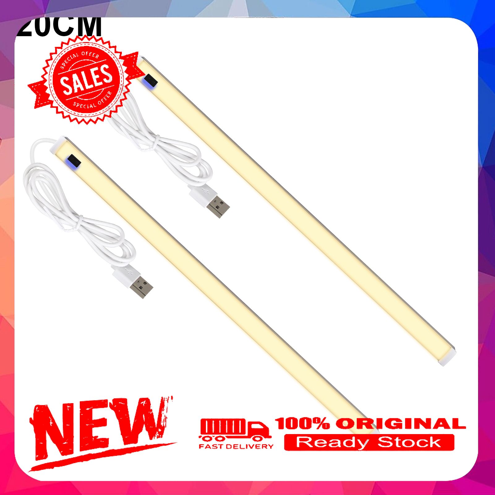 2Pcs 20cm Closet Light Stick-on 3000-6000K CRI 80+ Smart Sensor 15 LED Night Lamp for Cabinet