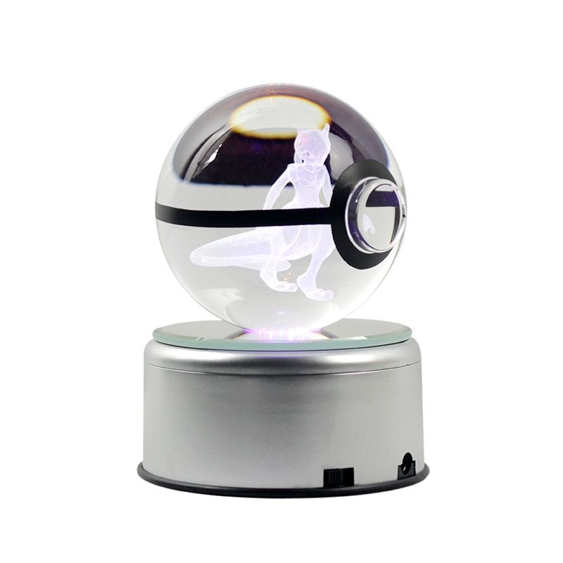 Popular Game Ball Crystal Ball Engraving 3D Monster Figurines with Led Light Base ChristGifts Global Home Decoration