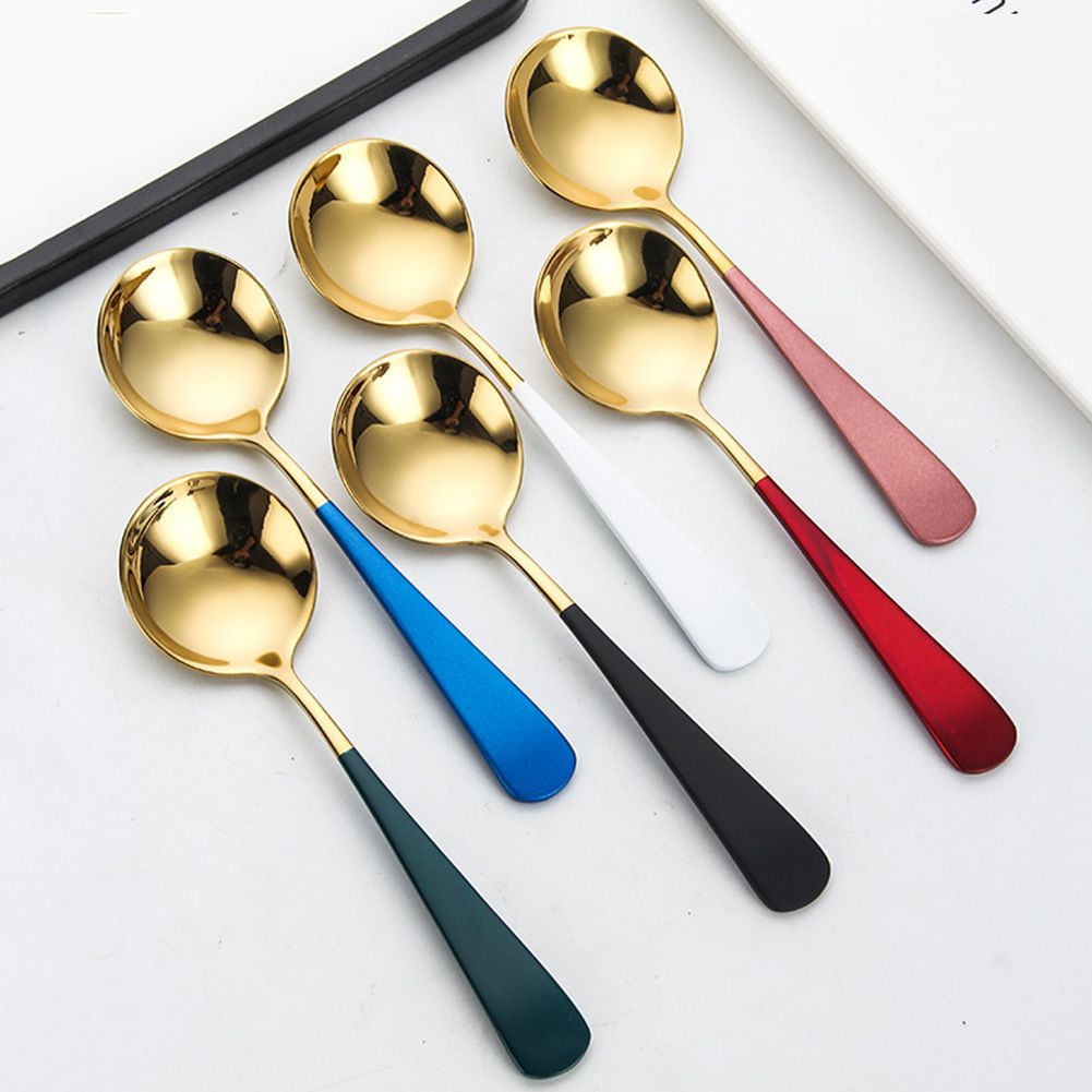 Yfashion Stainless Steel Stirring Spoon Mug Coffee Round Spoon Coffeeware