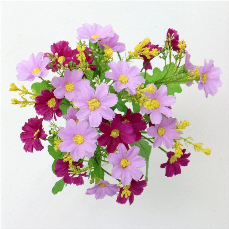 One Bouquet 7 Branch 28 Heads Cute Silk Daisy Artificial Decorative Flower DIY Wedding Flower Bouquet Home Room Table Decoration