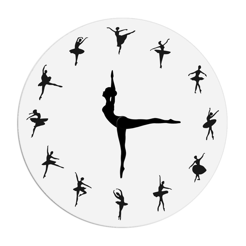Charming Ballerina Wall Clock Baby Girl Nursery Decor Ballet Dancer Modern Wall Clock Ballet Dancing Girl Needle Hand Wall Watch