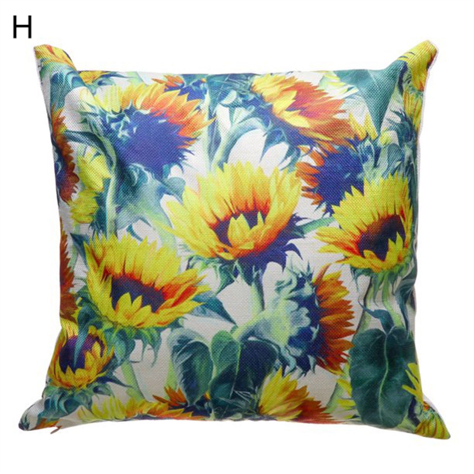 Sunflower Pattern Pillowcase Square Flax Strong Flexibility Throw Pillow Cover for Daily Life