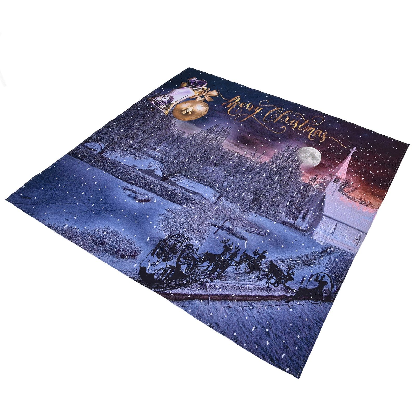 Xmas Snowy Wall Tapestry Christmas Style Multi Purpose Hanging Soft Washable Clear Pattern Sled Design for Bathroom Bedroom