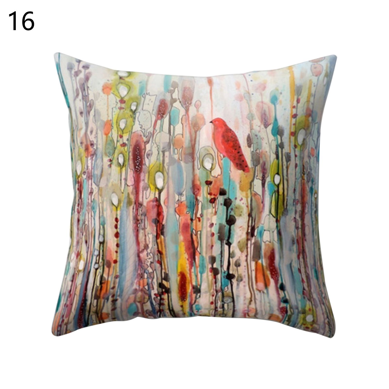 lowcase Breathable Colorful Flying Bird Pattern Cushion Sofa Throw Cover