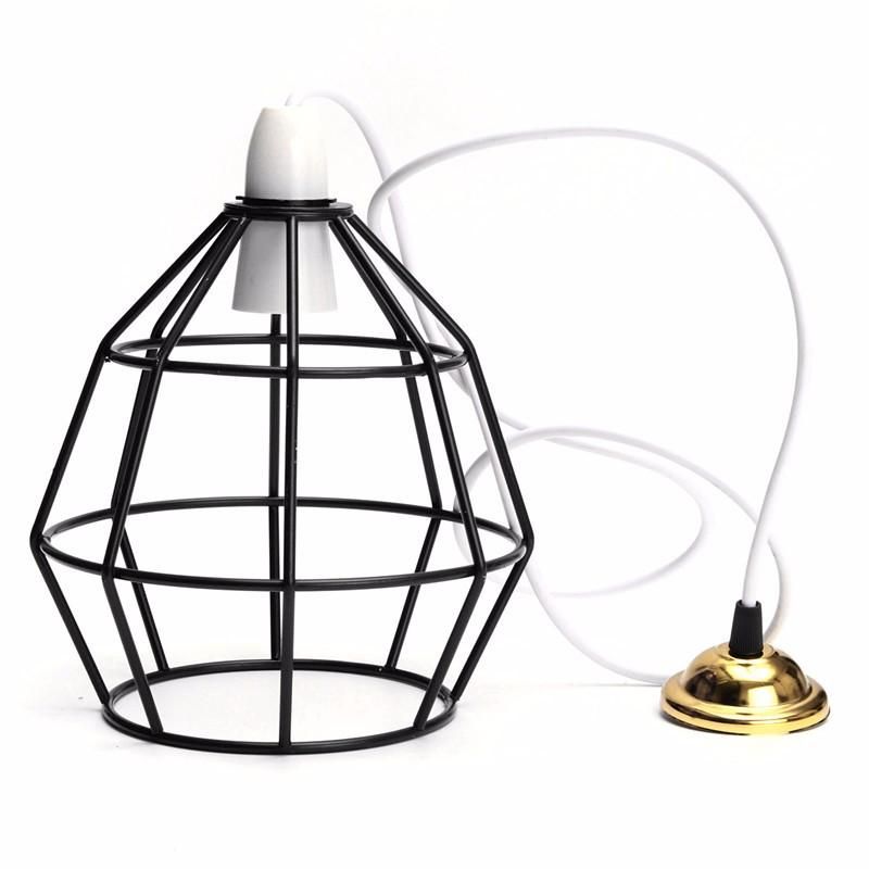 Durable B22 Edison Vintage Metal Cage Frame Ceiling Fixture Pendant Light Lampshade Bulb