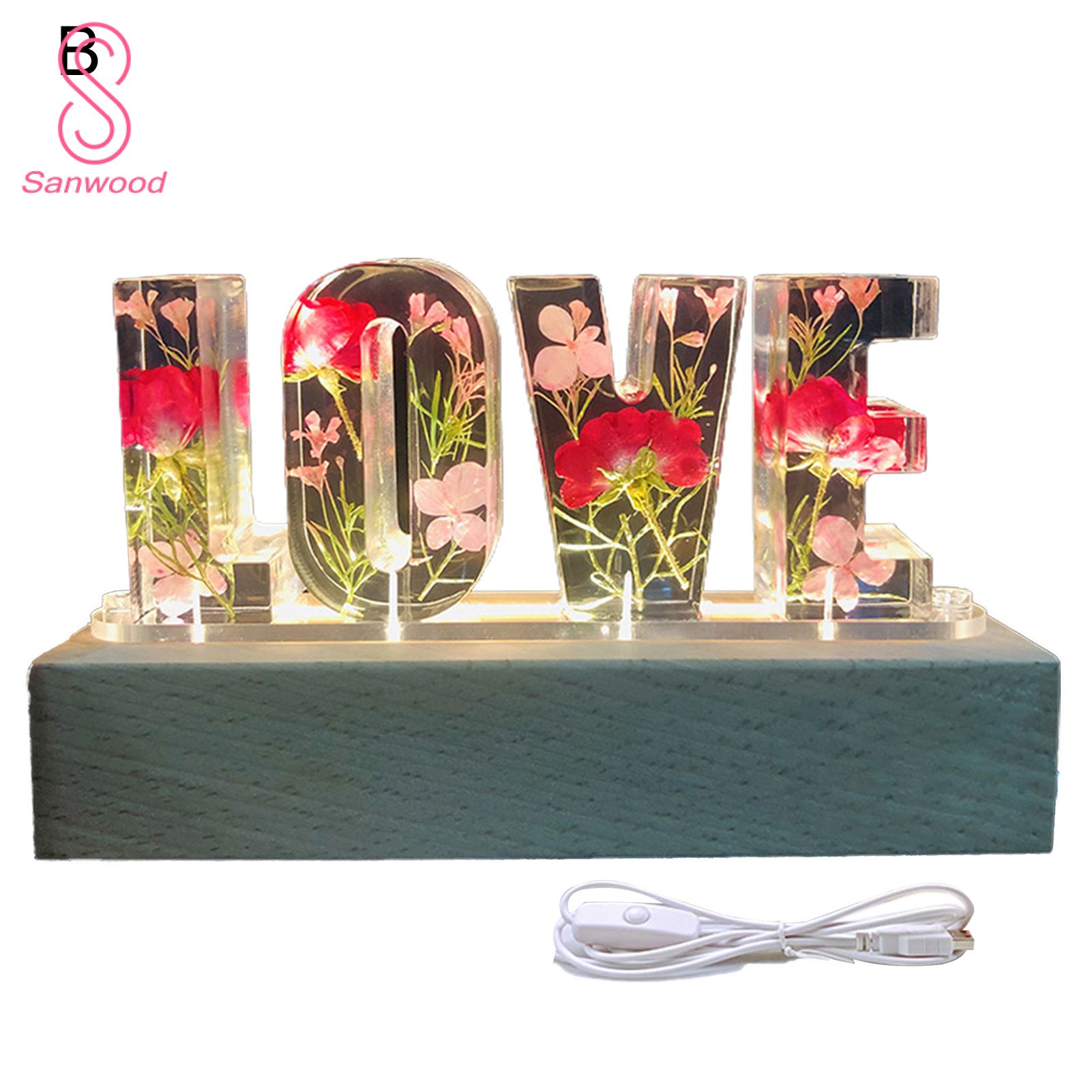 Night Lamp Eye-catching Waterproof Resin Immortalized Rose Night Lamp Wedding Decor for Home