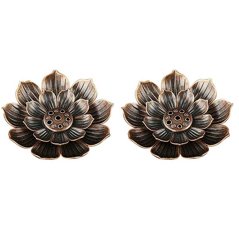 2 Pack Zinc Alloy Incense Burner Candlestick Incense Burner Plate Coil Coil Lotus Incense Burner Buddhist Temple Yoga Hall Line Incense Burner