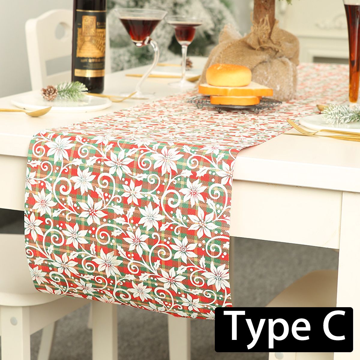 Pick for you  Christmas Square Table Runner Elk Polyester Ornament Home Dinner Decoration Gift