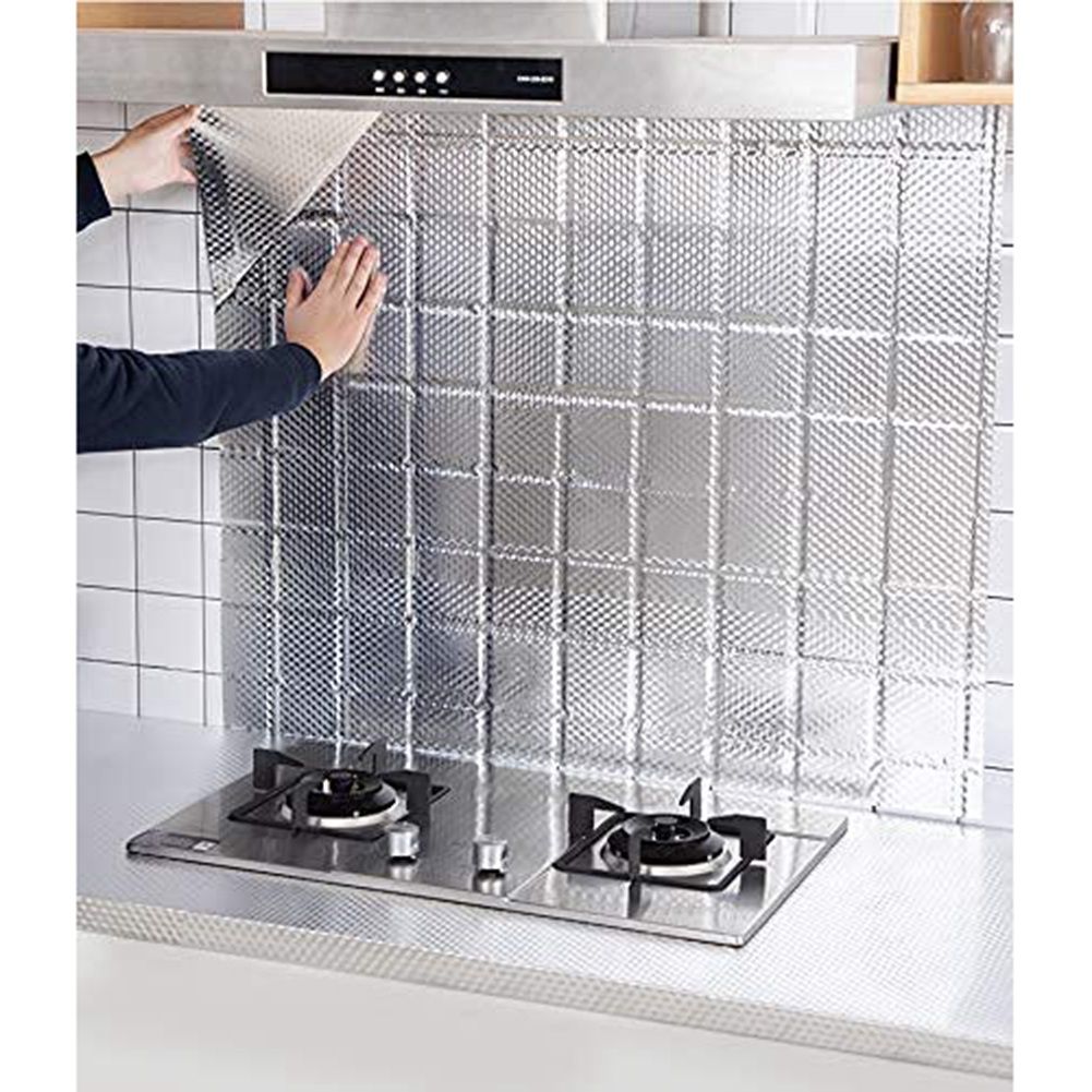 Kitchen Backsplash Sticker Kitchen Oil-Proof Sticker Wallpaper Kitchen Self-Adhesive Foil Sticker Suitable for Cabinet