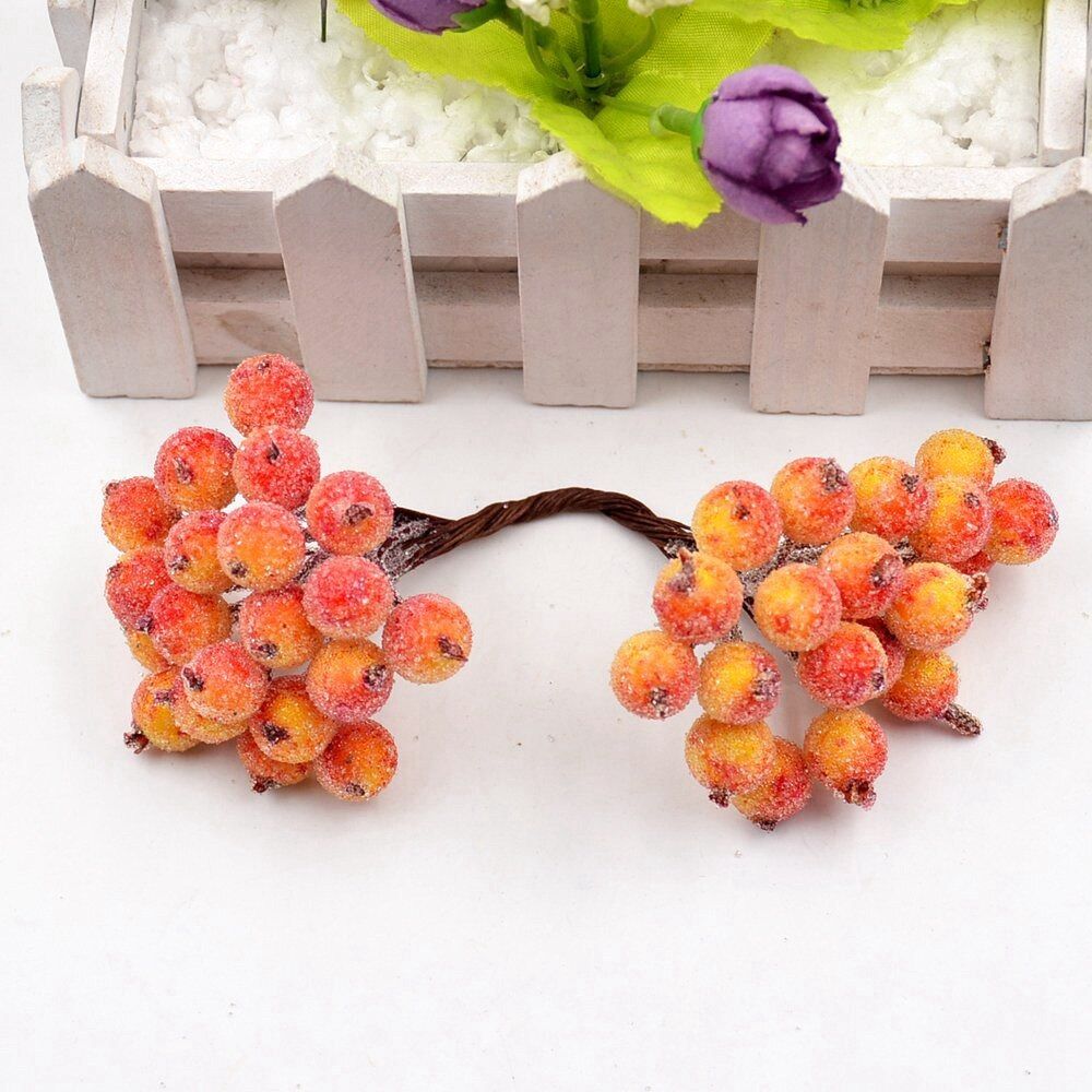 20Pcs/lot 40 Heads Pompom Stamen Berry Artificial Flowers for Wedding Christmas Decoration DIY Craft Wreath Scrapbook Supplies