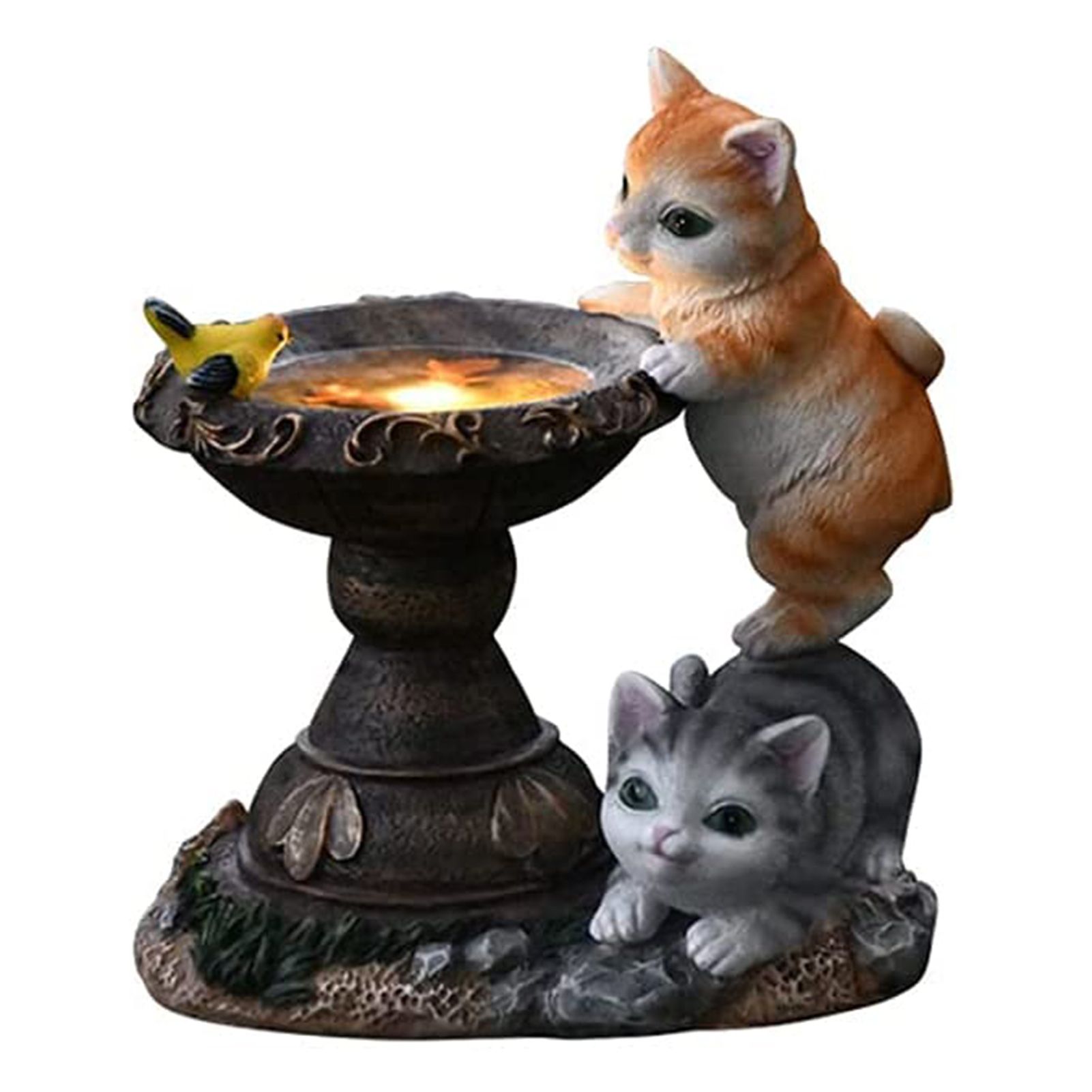 Cats Statue Fashion Automatic Light Resin Solar Lamp Garden Figurine for Home