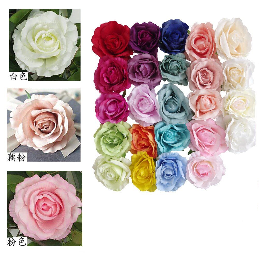 12cm Large Artificial Roses Flower Heads 9 Tiered Petals for Wedding Christmas Party Decoration Fake Flowers DIY Flower Wall