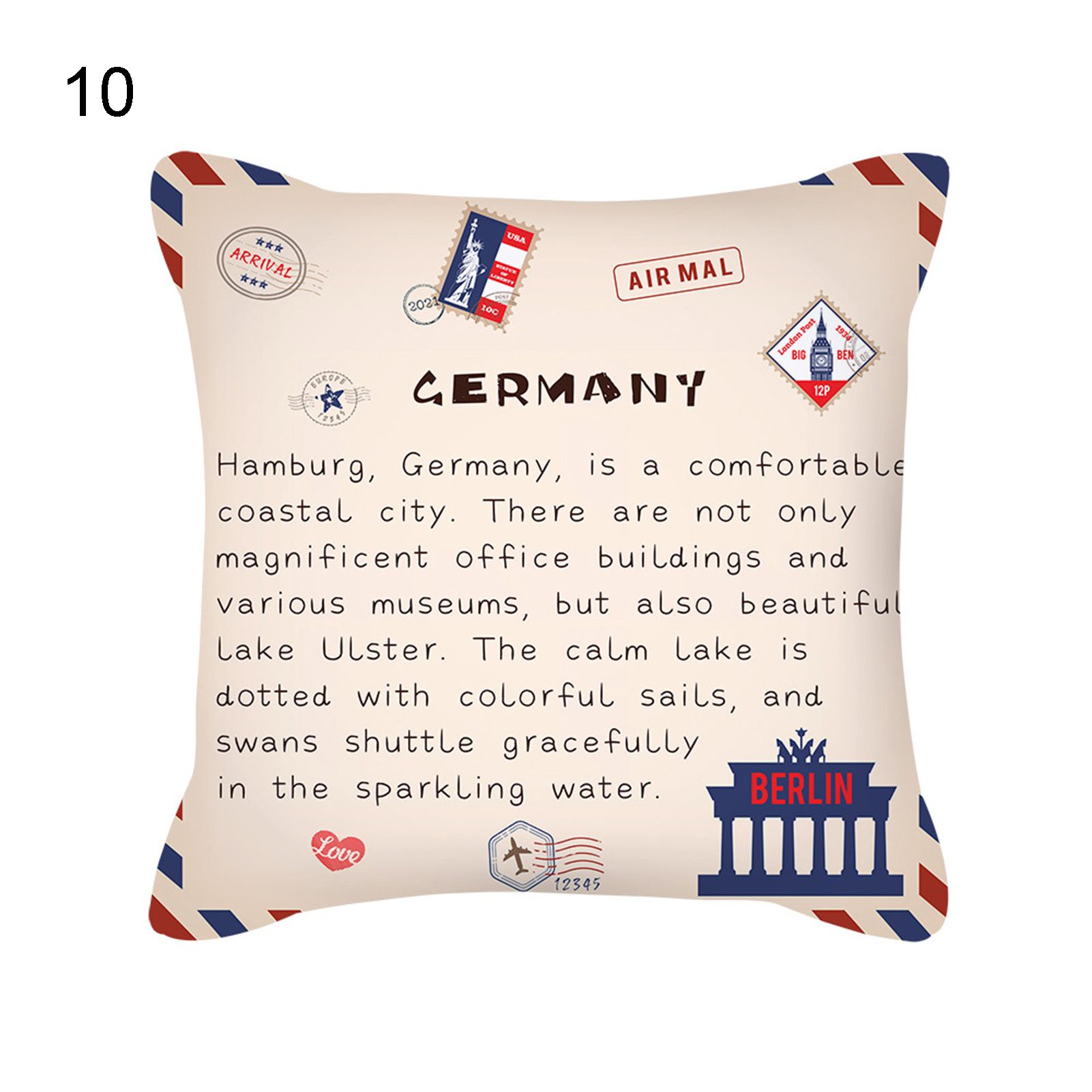 Home Peach Skin Pillowcase Envelope Letter Printed Office Pillow Sofa Cover