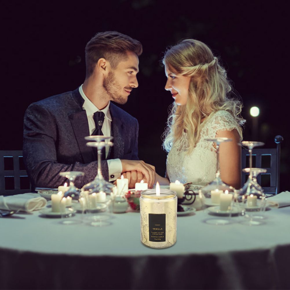 Scented candles Natural aroma Delicate scented Vanilla wax with clear glass bottle for stress relief