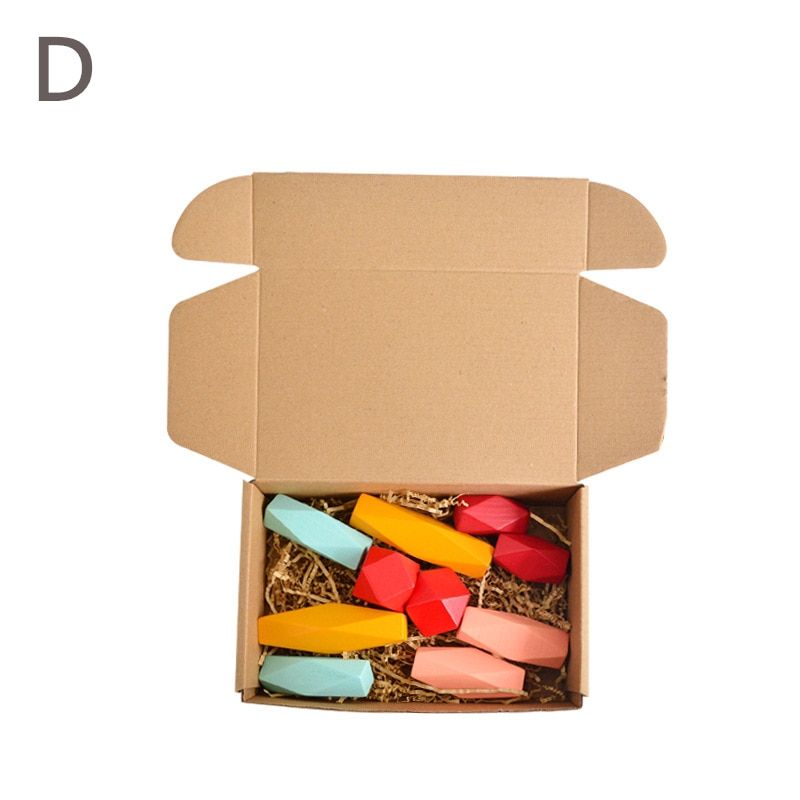 Wooden Colored Stone Building Block Toy Creative Educational Home Decoration Stacking Game Nordic Style Colored Stone Kids Toy