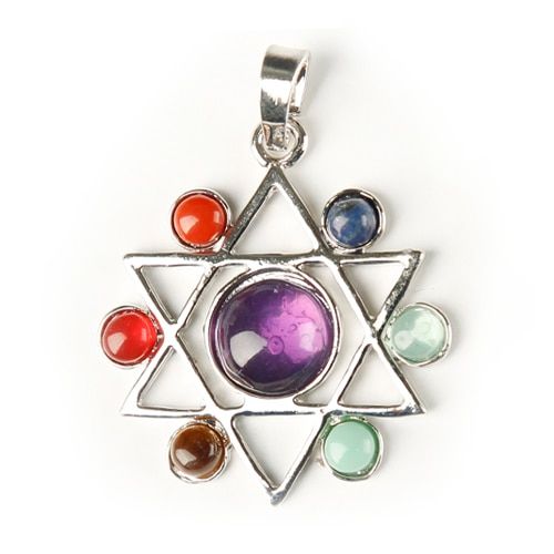 1PC Stylish colourful natural pendant jewelry pendant necklace Seven Chakras healing crystals Send girlfriend DIY gift