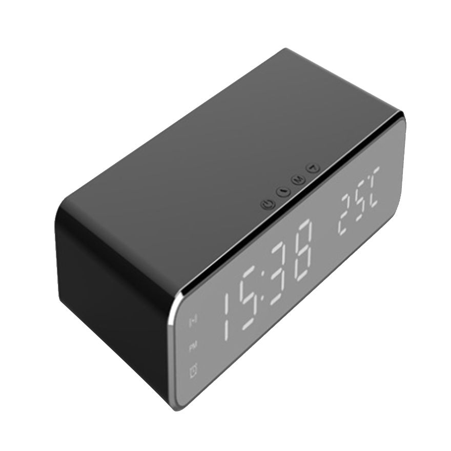 LED Electric Alarm Clock Digital Thermometer Clock HD Mirror Clock with Phone Wireless Charger and Date