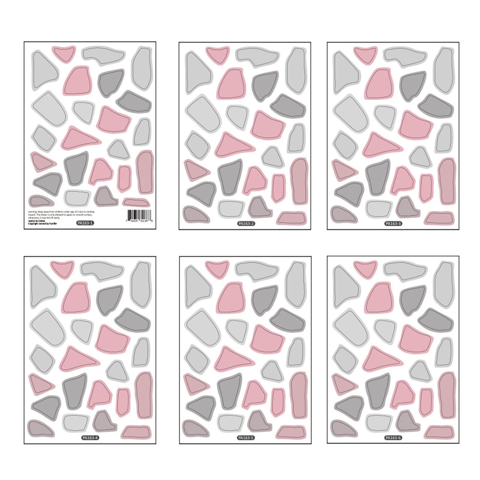 6Pcs/Set Wall Sticker Watercolor Stones Easy to Remove Multi-color DIY Window Wall Stones Sticker for Home