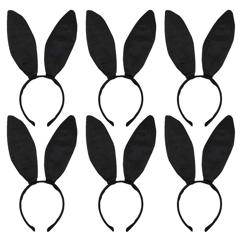 6 Black Bunny Headbands Big Bunny Ears Headbands Cute Animal Ears Headbands for Party Party Cosplay Costume Accessories