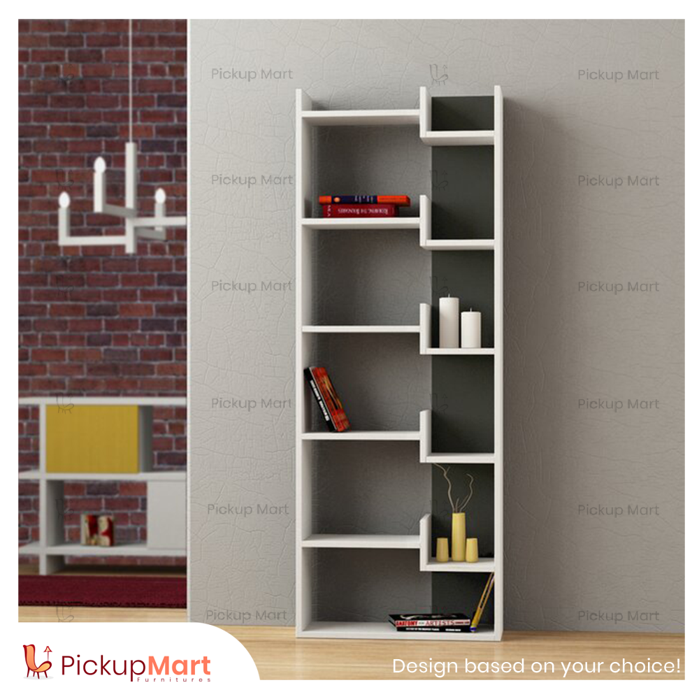 Laminated Board Book Shelf | Showpiece Rack | Living Room furniture | BS - 80 (Black & White)