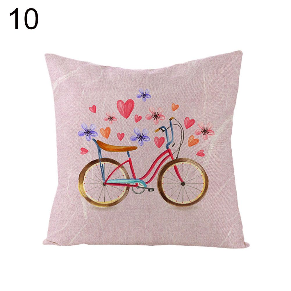 Flower Bike Balloon Print Linen Soft Throw low Case Cushion Cover Sofa Decor