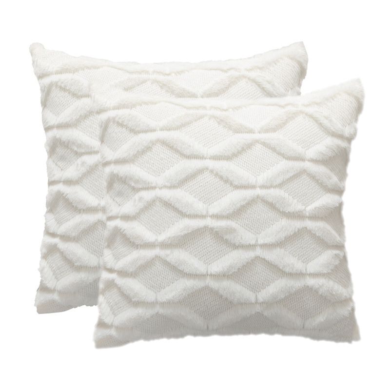 2Pcs Soft Plush Decorative Cushion Covers Luxury Style Throw Pillow Cases Pillow Shell for Sofa Bedroom Square 18X18Inch