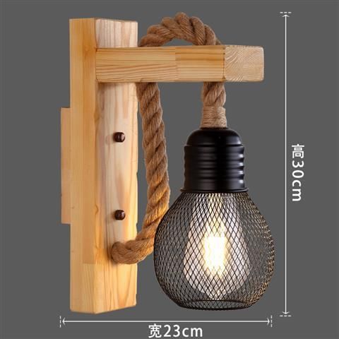 Industrial Retro Wall Lamp E27 American LOFT wood LED  Corridor Balcony Light for Indoor Fixtures wooden base