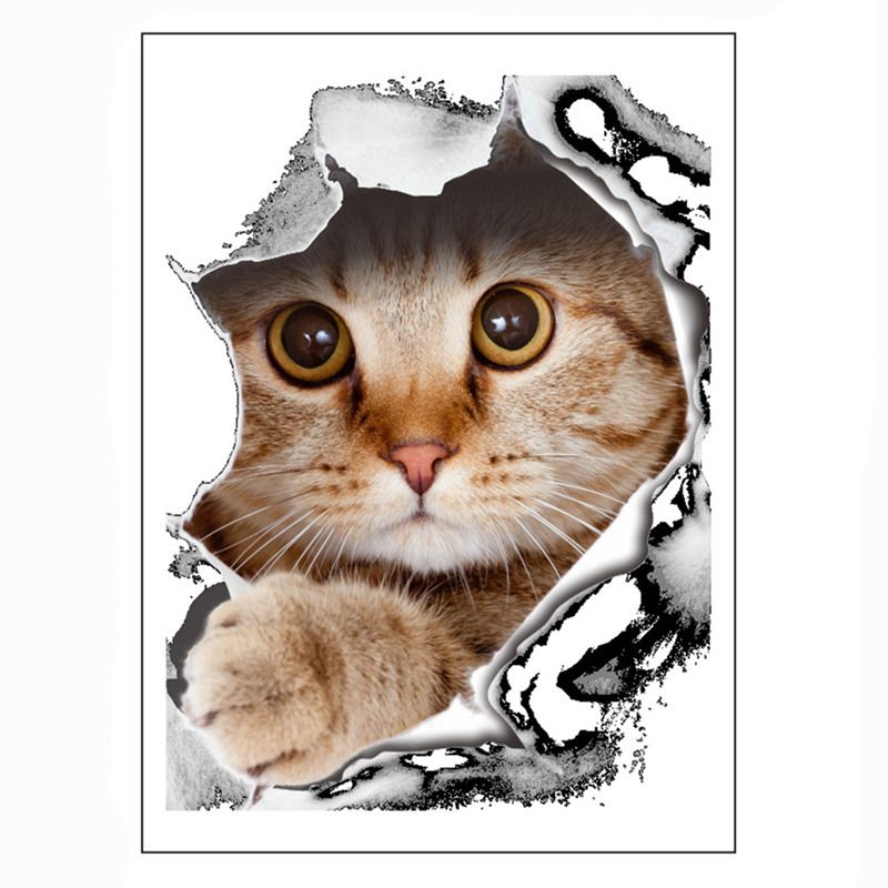 Toilet wall sticker, Creative waterproof removable decorations stickers Black cat