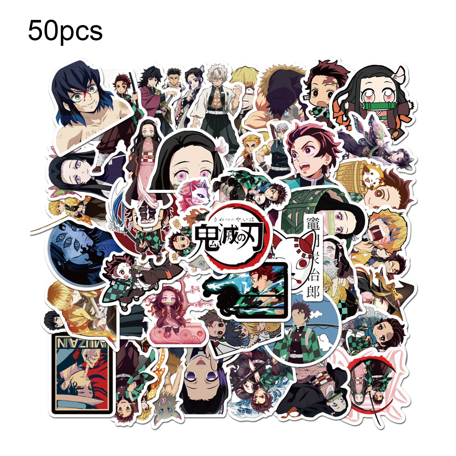 50Pcs Wall Sticker Cartoon Lovely Demon Slayer Figure Wall Poster for Bedroom