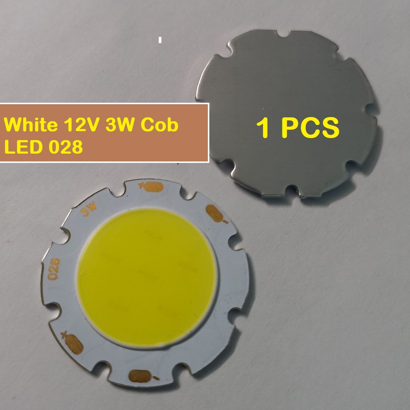 Model- 028 WHITE Color 3W 12V COB LED Chip Lights Bulbs Module COB LED Light 12V COB Light White For Floodlight Spotlight Headlights Soldering With Cable
