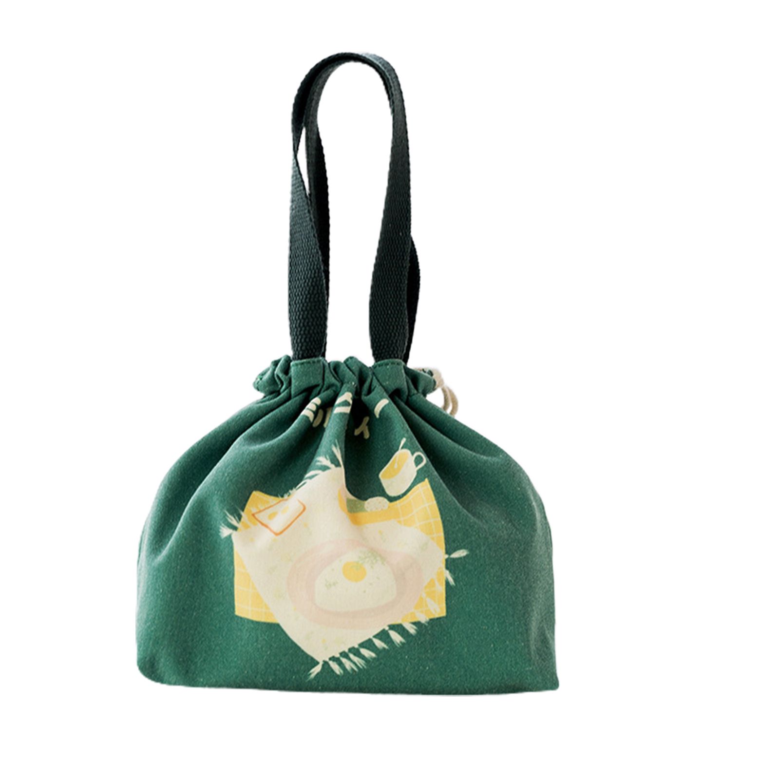Porle Japanese Style Canvas Large Capity Thick Lunch Pouch Bento Tote Bag