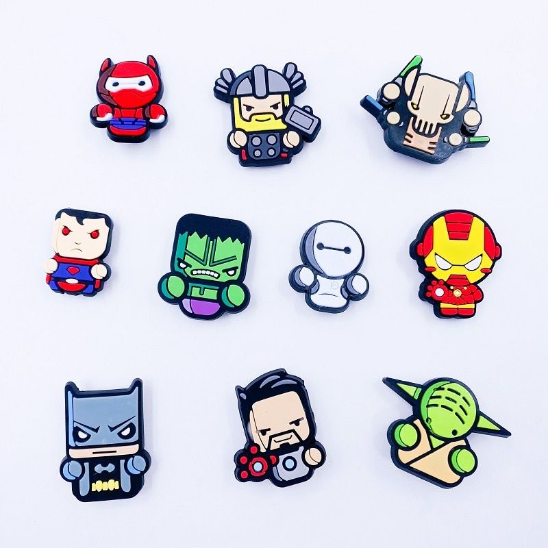 Novelty 3-15Pcs PVC Avenger Shoe Charms Shoe accessories Shoe decoration Shoe Buckles Accessories Fit Wristband/Croc JIBZ