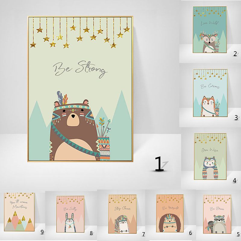 Children's Room Picture Posters Kids Room Hang Wall Painting Nursery Decor Cartoon Pattern Hanging Painting For Room Decoration 40x 60 cm (No Frame)