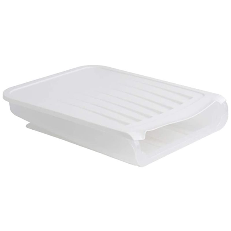 Auto Scrolling Egg Storage Holder Box Egg Refrigerator Container Fridge Food Savers (White)