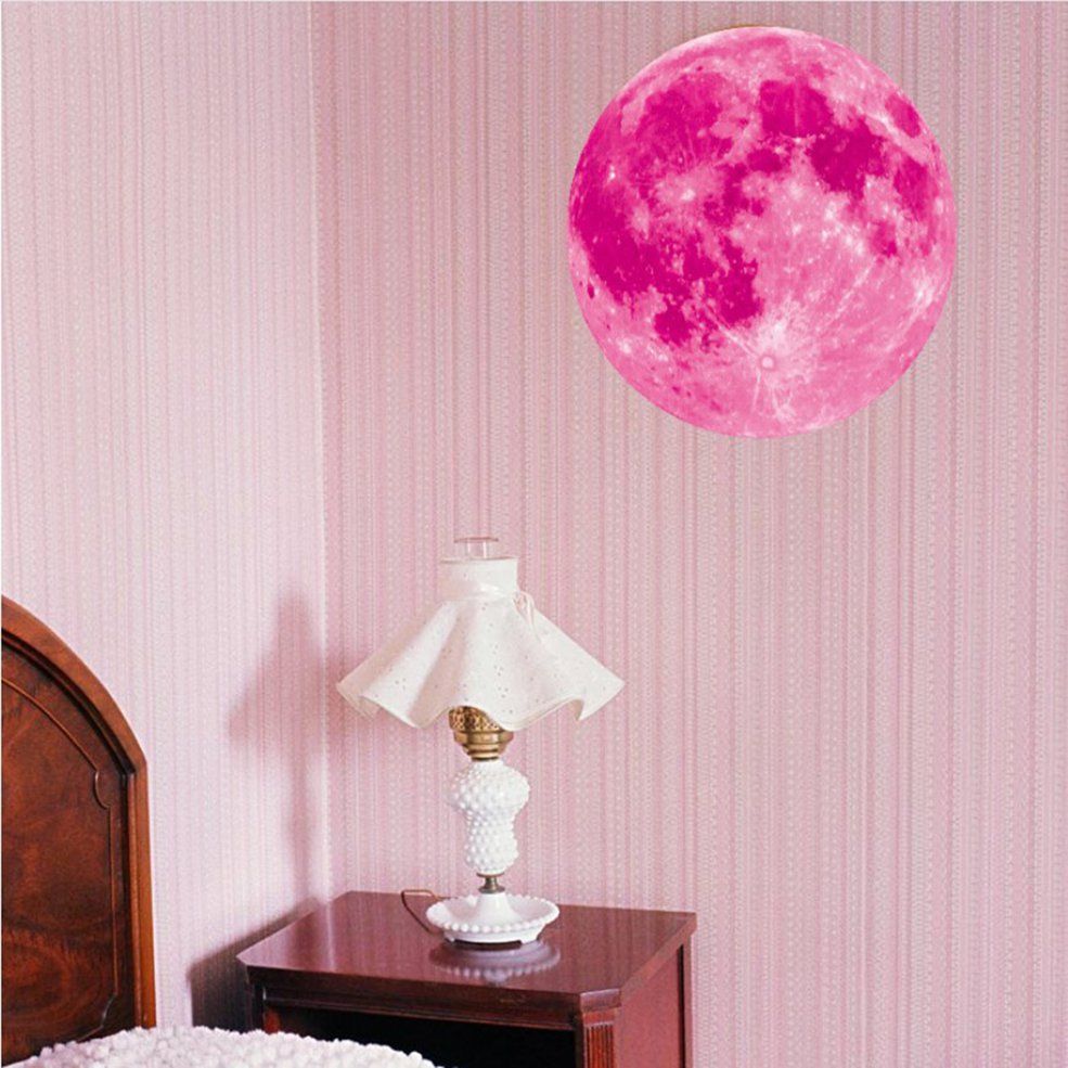 Luminous Moon Wall Stickers Living Room Decor Sticker Self-adhesive Sticker-Pink