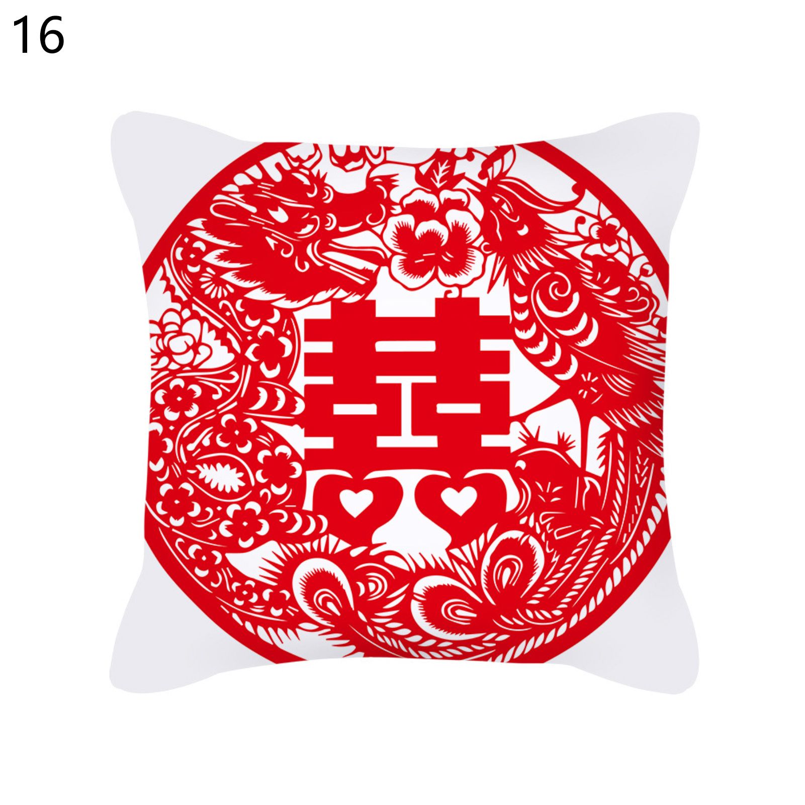 45cm x 45cm Plush Pillowcase Chinese Character Pattern Cushion Cover Festive Chinese Wedding Bed Square Pillow Cover Home Decor