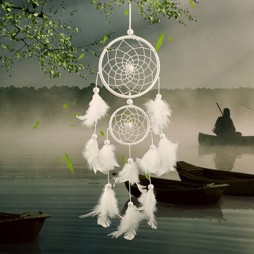 Korean Feather Crafts Dream Catcher Aerial Pendant Home Decoration White