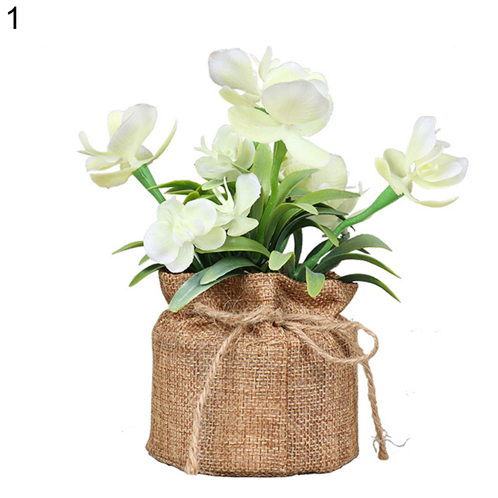 Potted Vivid Greenery Artificial Burlap Bag Potted Decor