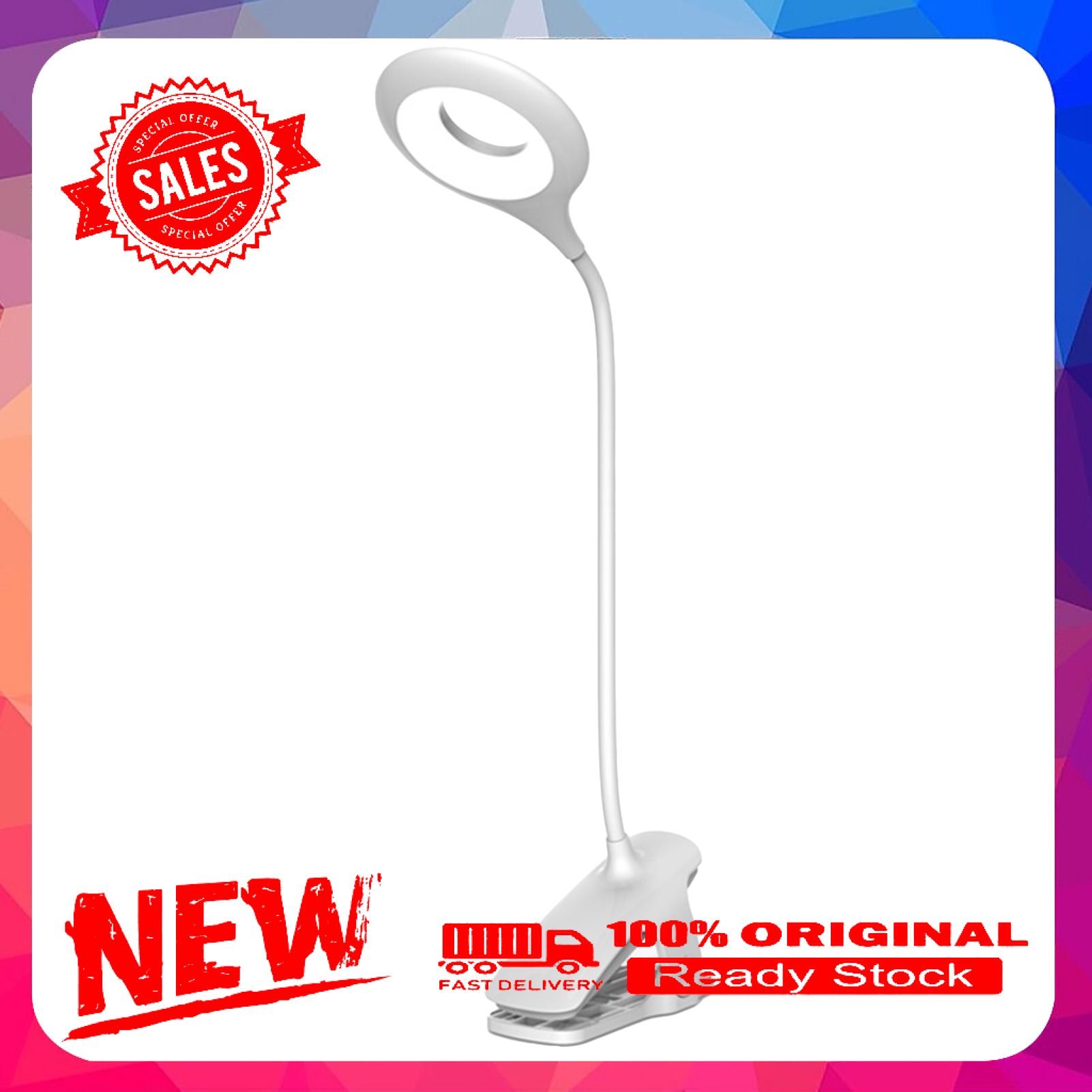 Ring Shape Desk Lamp USB Flexible 3W Long Arm LED Table Light for Study
