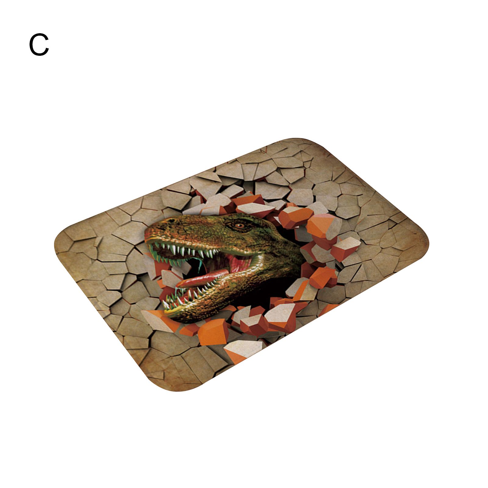 Door Mat Decorative Breathable Flannel Anti-slip 3D Dinosaur Printed Floor Pad Doormat for Bathroom
