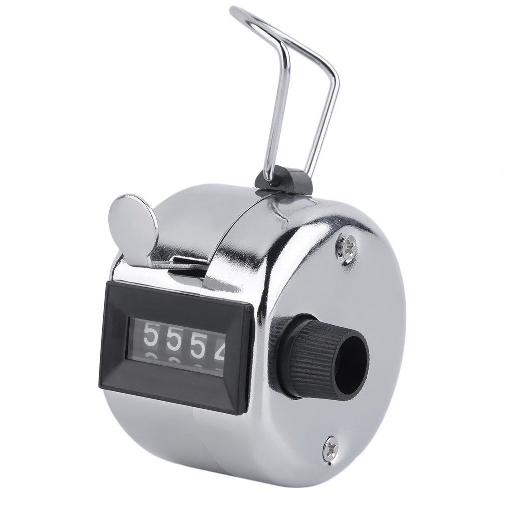 Hand Held Tally Counter Manual Counting 4 Digit Number Golf Clicker NEW - Silver