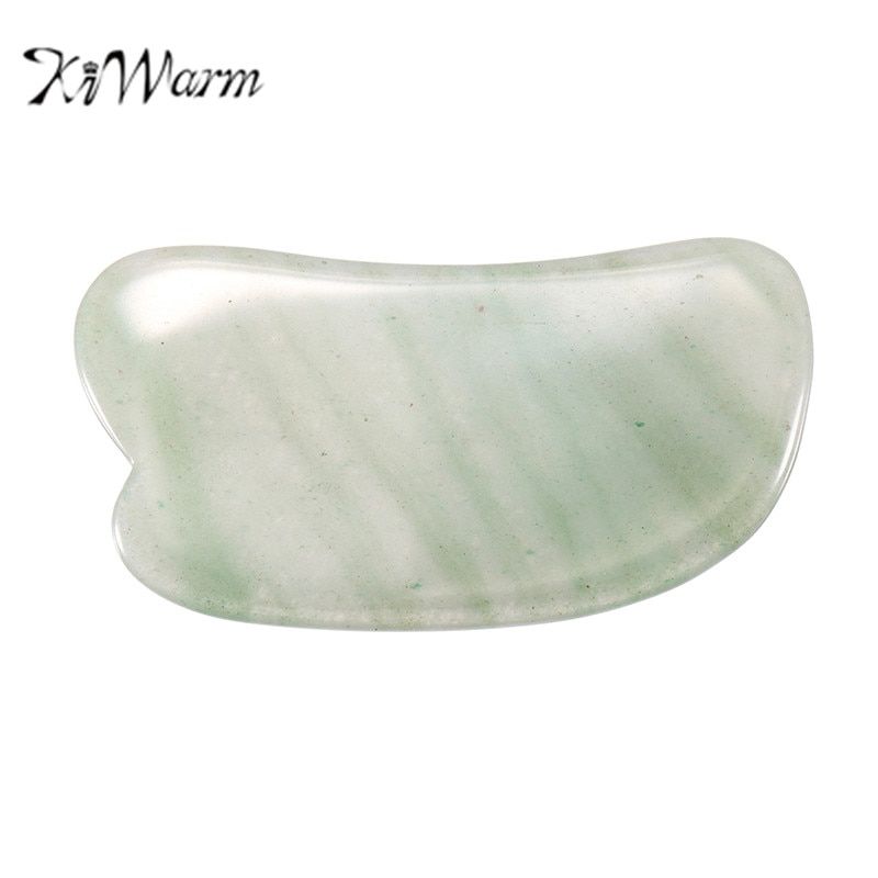KiWarm Natural Gua Sha Board Green Jade Stone Guasha Cure Acupuncture Massage Tool Body Relaxation Beauty Health Gemstone