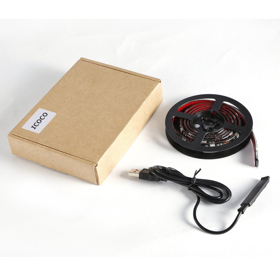 ICOCO 5V Flexible SMD 5050 RGB Waterproof 30LED Light Strip with Controller-5050RGB Black