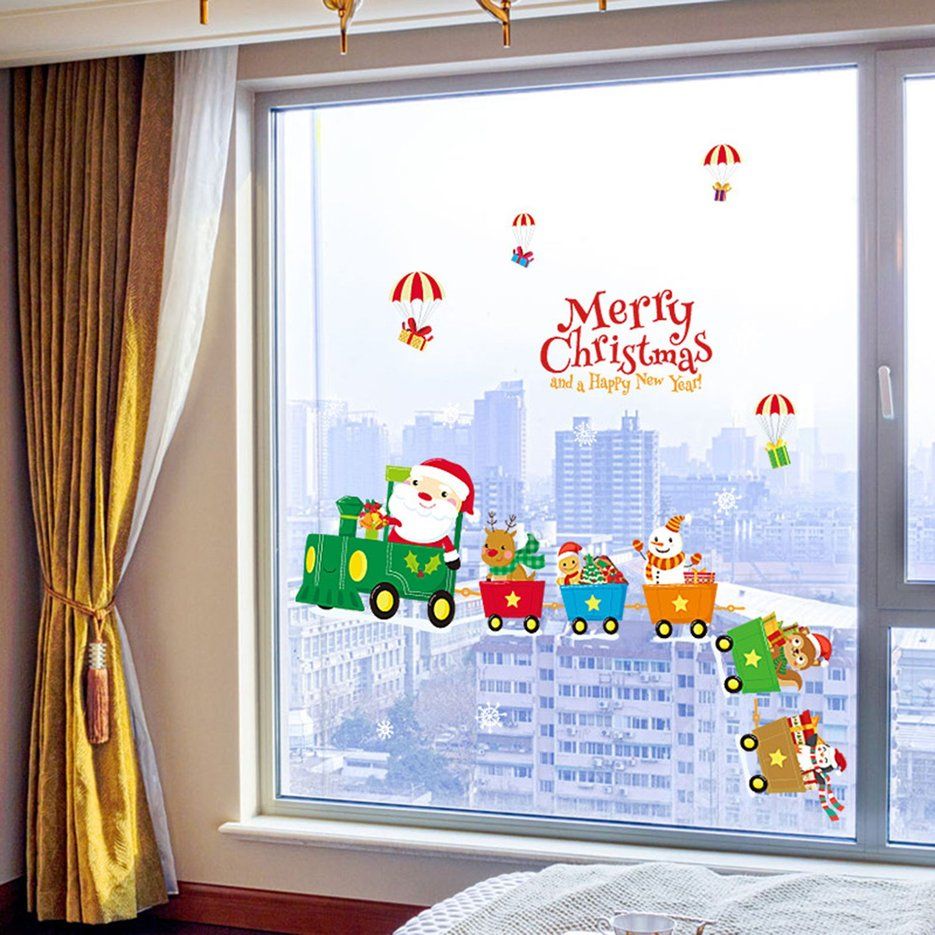 Christmas Train Decoration Wall Stickerdecorative Paperfor Household Bedroom Multicolor