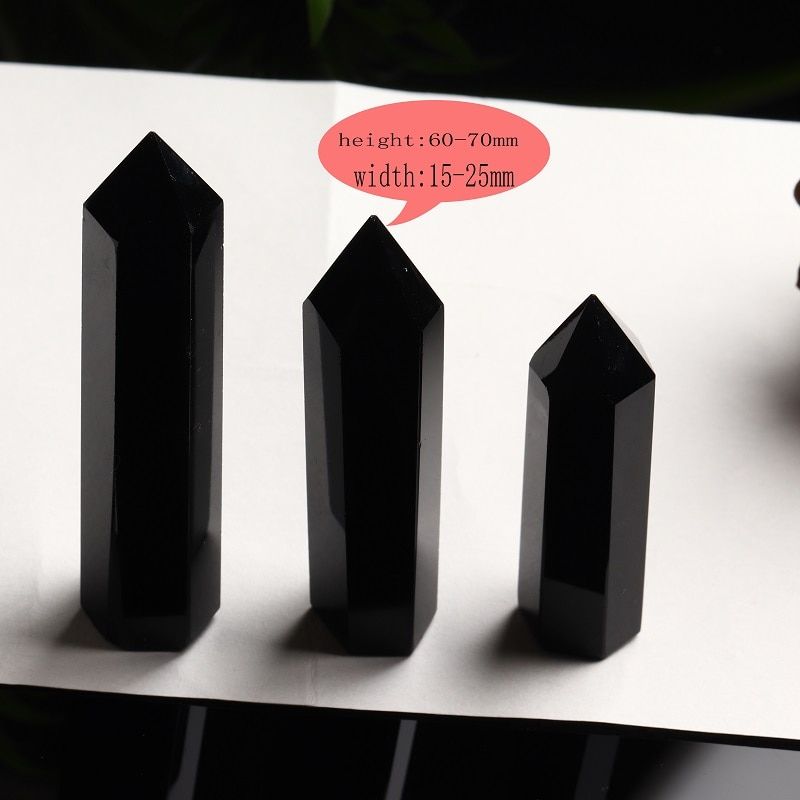 1PC Natural Crystal Obsidian Hexagon Rod Crystal Point Mineral Ornament Modern Home Decoration Healing Wand DIY Gift Ornament